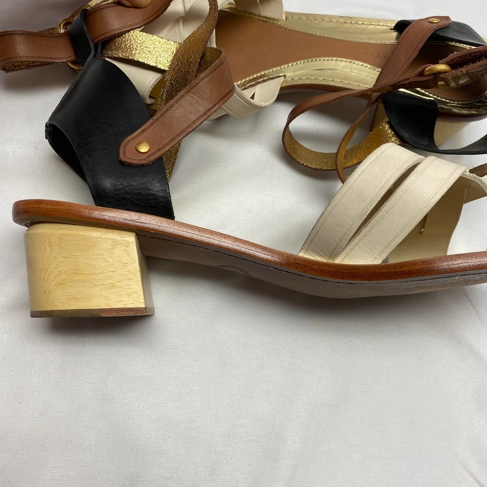Leifsdottir Mabli Heels Sandal Black Brown Biege Leather Women's Size 41/ US 10 - Picture 8 of 11
